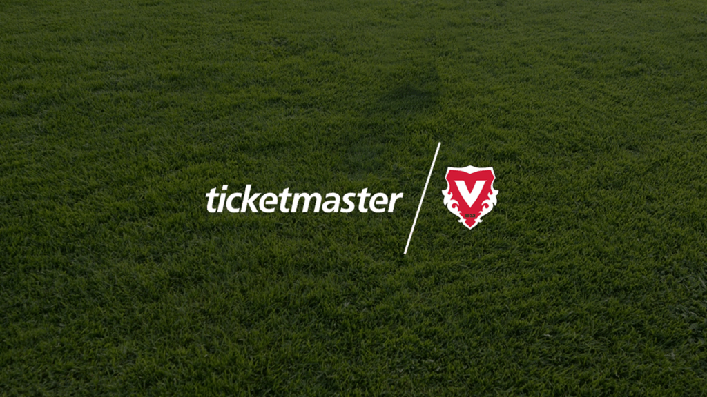 Grüner Rasen im Hintergrund und die Logos von Ticketmaster und FC Vaduz im Vordergrund