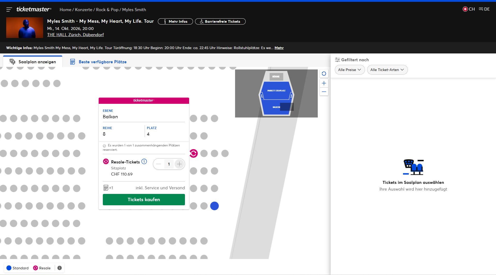 ticketmaster resale plätze event
